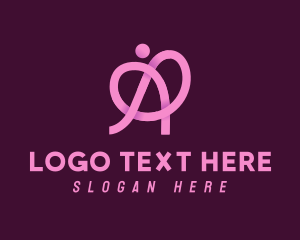 Ribbon - Pink Ribbon Knot Letter A logo design