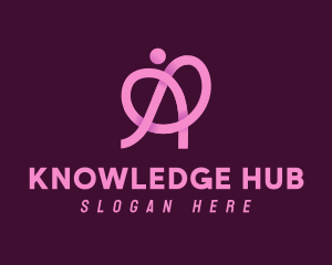 Pink Ribbon Knot Letter A Logo