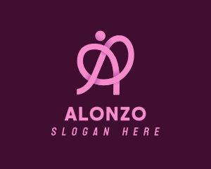 Pink Ribbon Knot Letter A logo design