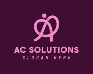 Pink Ribbon Knot Letter A logo design