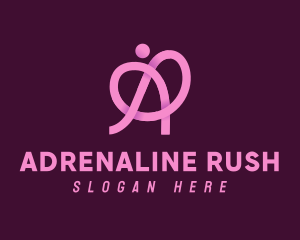 Pink Ribbon Knot Letter A logo design