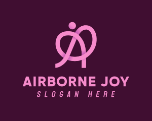 Pink Ribbon Knot Letter A logo design