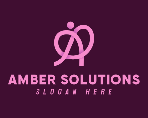 Pink Ribbon Knot Letter A logo design