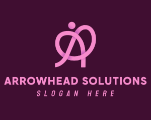 Pink Ribbon Knot Letter A logo design