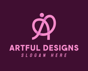 Pink Ribbon Knot Letter A logo design