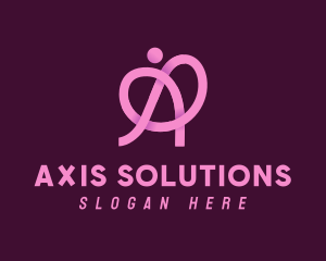 Pink Ribbon Knot Letter A logo design