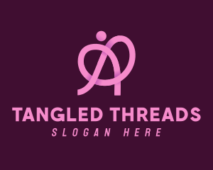 Knot - Pink Ribbon Knot Letter A logo design