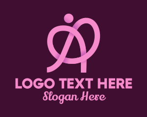 Knot - Pink Ribbon Knot Letter A logo design
