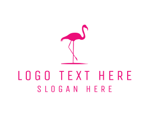 Pink Bird - Pink Flamingo Silhouette logo design