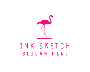 Pink Flamingo Silhouette logo design