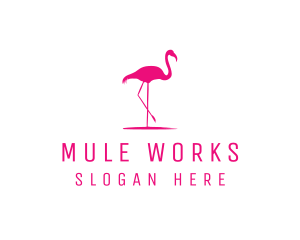 Pink Flamingo Silhouette logo design