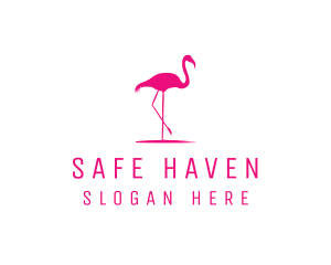 Pink Flamingo Silhouette logo design