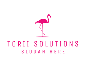 Pink Flamingo Silhouette logo design