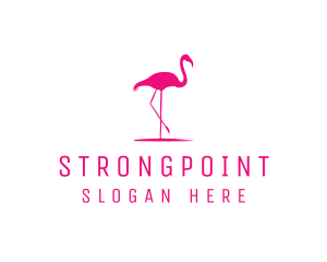 Beach - Pink Flamingo Silhouette logo design