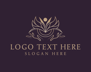 Relaxation - Lotus Hand Relaxation logo design