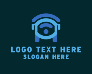 Stroke - Blue Wifi Bus logo design