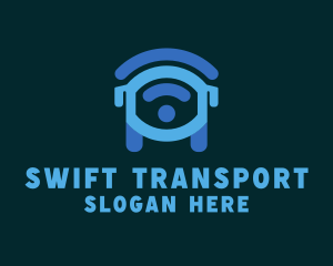 Blue Wifi Bus logo design