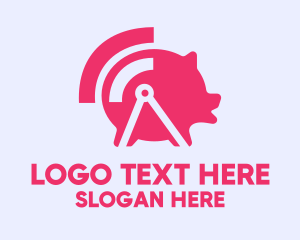 Silhouette - Pink Wifi Pig logo design