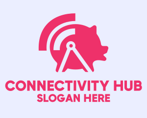 Wifi - Pink Wifi Pig logo design