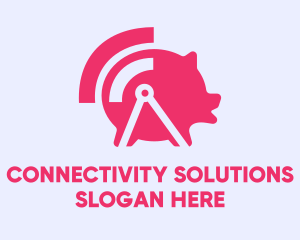 Wireless - Pink Wifi Pig logo design