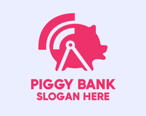Pink Wifi Pig logo design