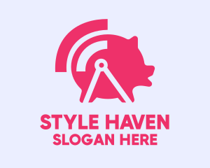 Pay - Pink Wifi Pig logo design