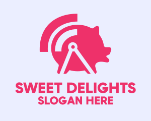 Pink Wifi Pig logo design