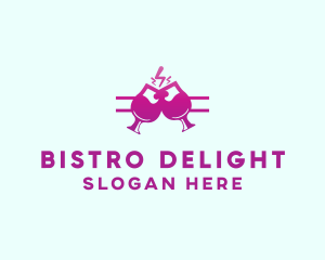 Electric Pink Cocktail Drink Bar  logo design