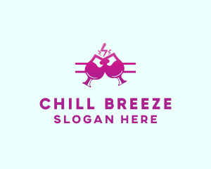 Electric Pink Cocktail Drink Bar  logo design