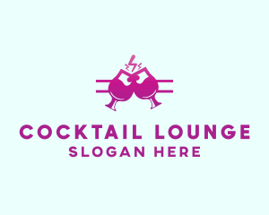 Electric Pink Cocktail Drink Bar  logo design