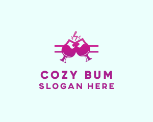 Electric Pink Cocktail Drink Bar  logo design