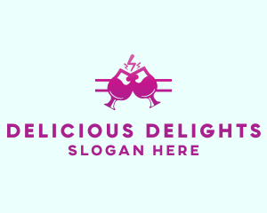 Electric Pink Cocktail Drink Bar  logo design