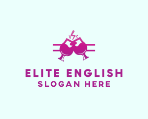 Electric Pink Cocktail Drink Bar  logo design