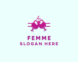 Electric Pink Cocktail Drink Bar  logo design