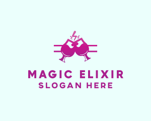 Electric Pink Cocktail Drink Bar  logo design