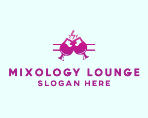 Cocktail - Electric Pink Cocktail Drink Bar logo design