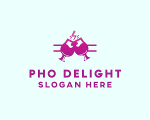 Electric Pink Cocktail Drink Bar  logo design