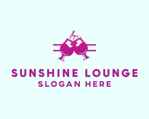 Electric Pink Cocktail Drink Bar  logo design