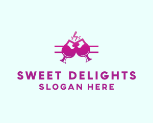 Electric Pink Cocktail Drink Bar  logo design