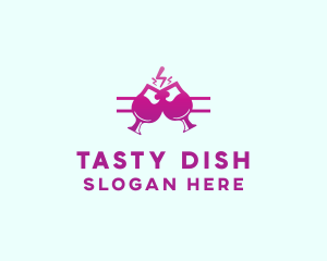 Electric Pink Cocktail Drink Bar  logo design