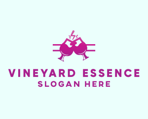 Electric Pink Cocktail Drink Bar  logo design