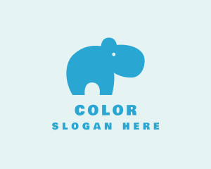 Cute Hippo Silhouette Logo
