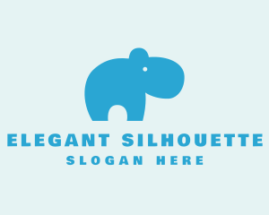 Cute Hippo Silhouette logo design