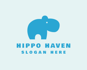 Cute Hippo Silhouette logo design