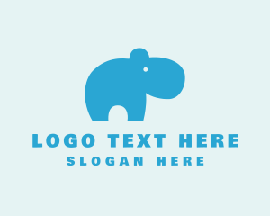 Zoo - Cute Hippo Silhouette logo design