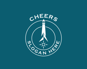 Seafarer - Lighthouse Compass Arrow logo design