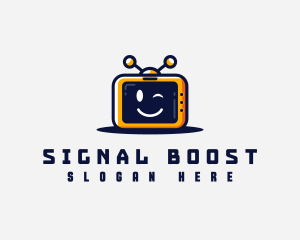 Cute TV Robot Educational logo design