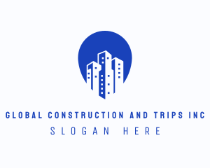 Skyscraper Building Location Pin Logo