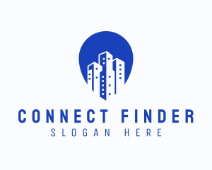 Skyscraper Building Location Pin logo design