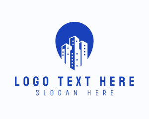 Locator - Skyscraper Building Location Pin logo design